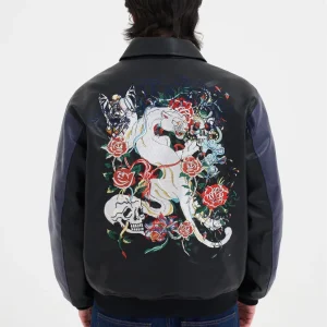 Jacket Ed Hardy in pelle Tiger Embroidery