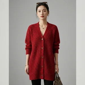 Cardigan Tricot Col V Élégant