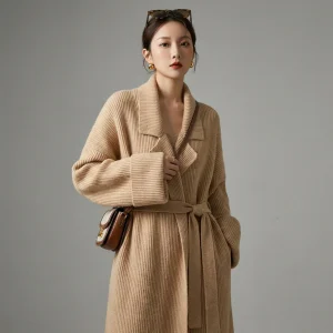 Cardigan Long Tricoté Épais