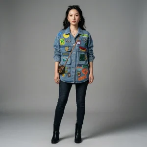 Veste Denim Irréulière Streetwear