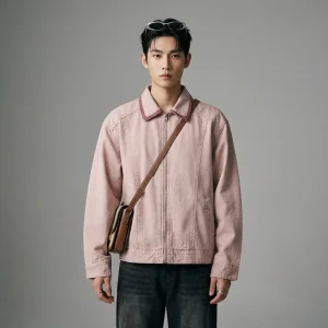 Washed Vintage Double Layer Collar Casual Jacket